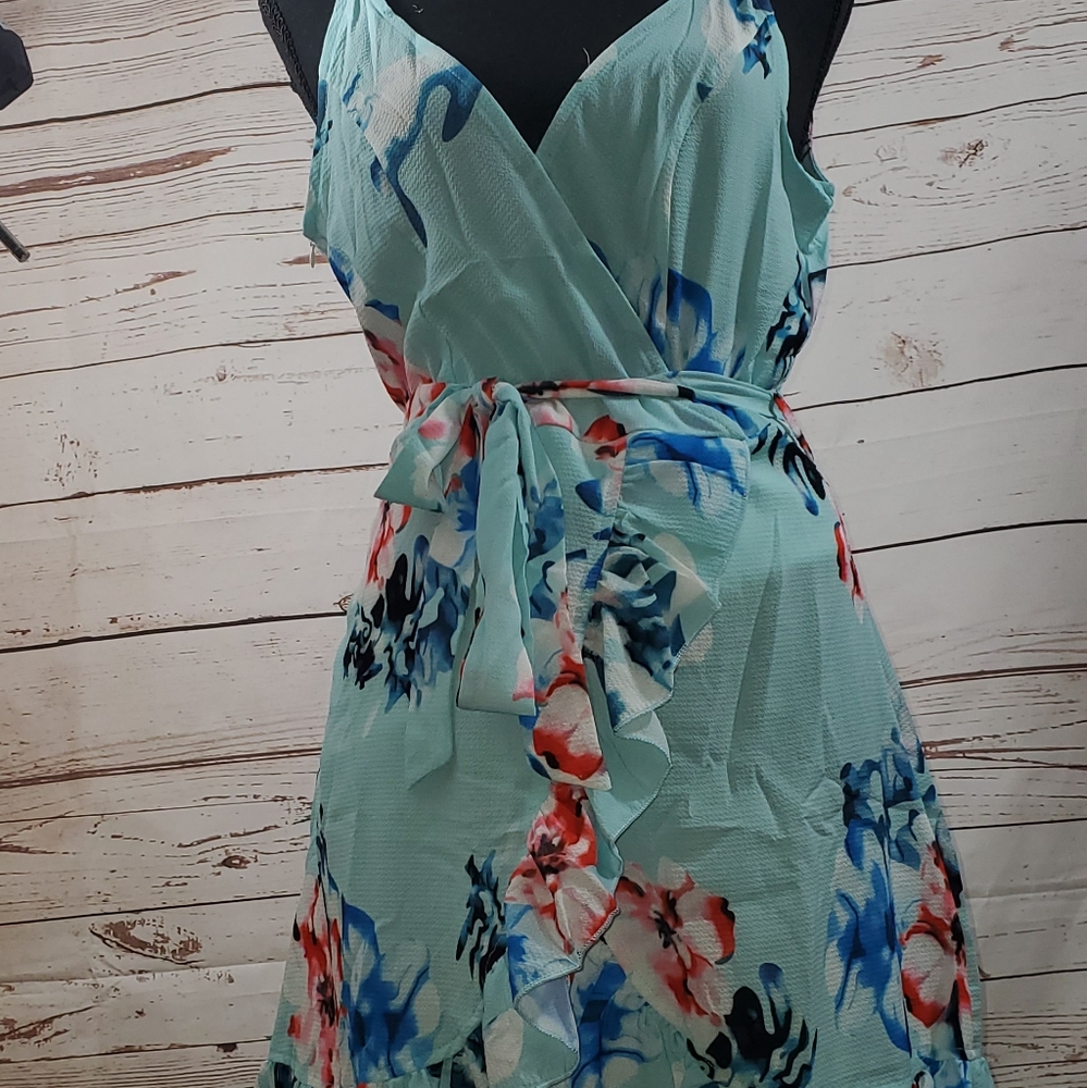 Flowe Ruffled Overlap Tie Waist Dress